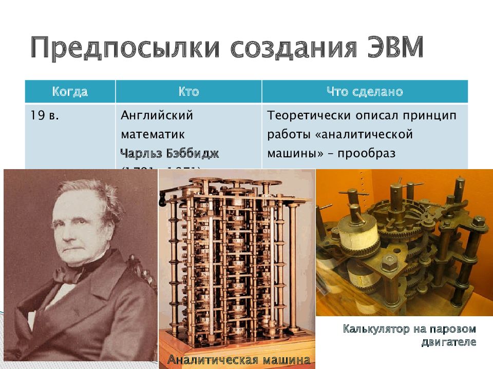 Автором проекта первой автоматической вычислительной машины аналитической машины является