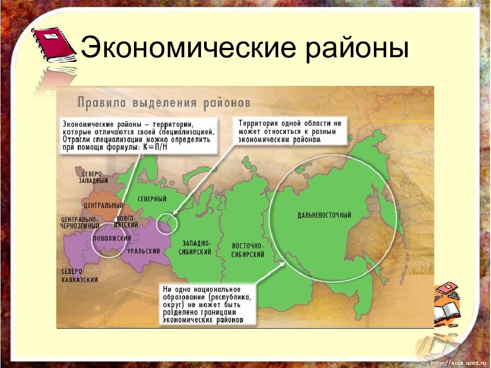 Экономическое районирование россии карта