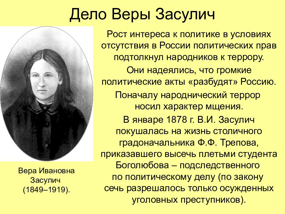 Вера засулич презентация