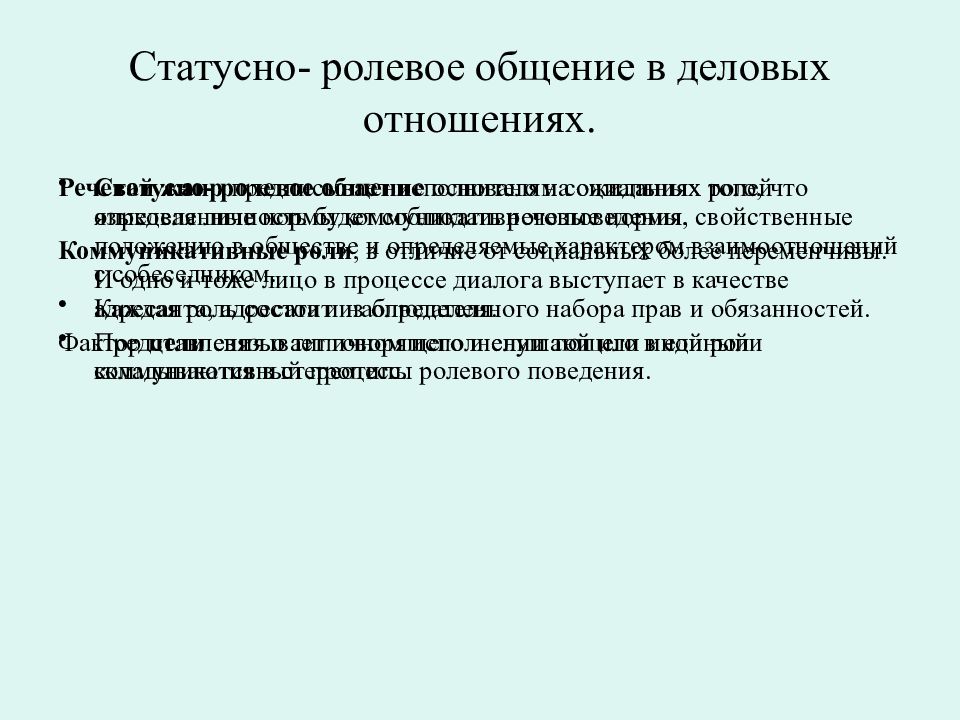 Ролевое поведение в деловом общении презентация