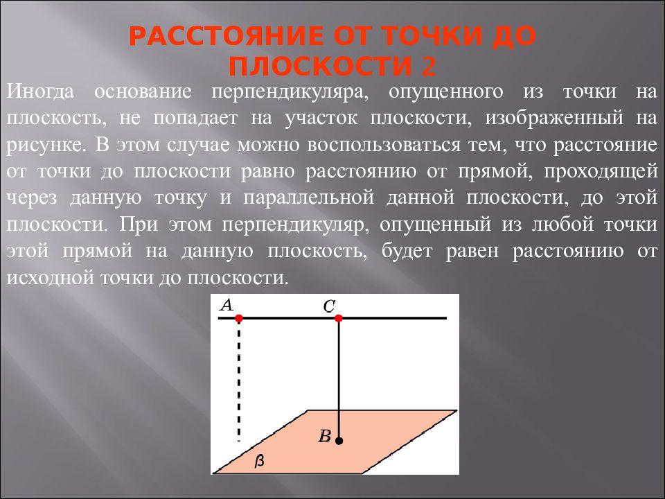 Расстояние от точки до плоскости. Как построить расстояние от точки до плоскости. Расстояние от точки до плоскости вывод. Расстояние от точки до плоскости пример.