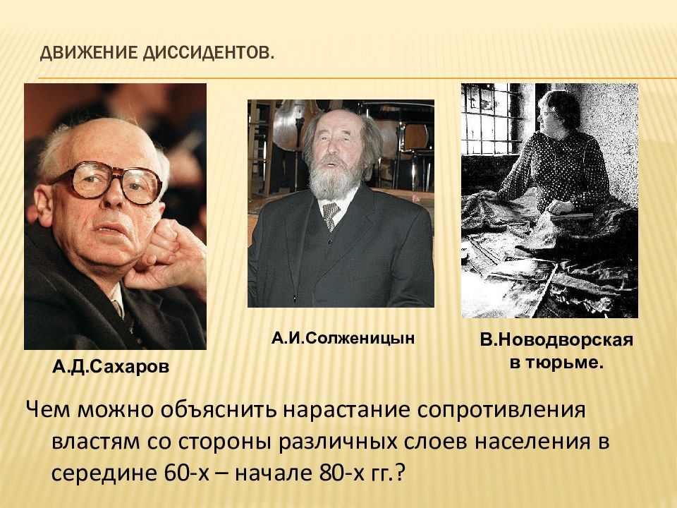 Сопротивление властям. Сахаров и Солженицын диссиденты. Движение диссидентов. Представители диссидентского движения в СССР. Сахаров диссидентское движение.