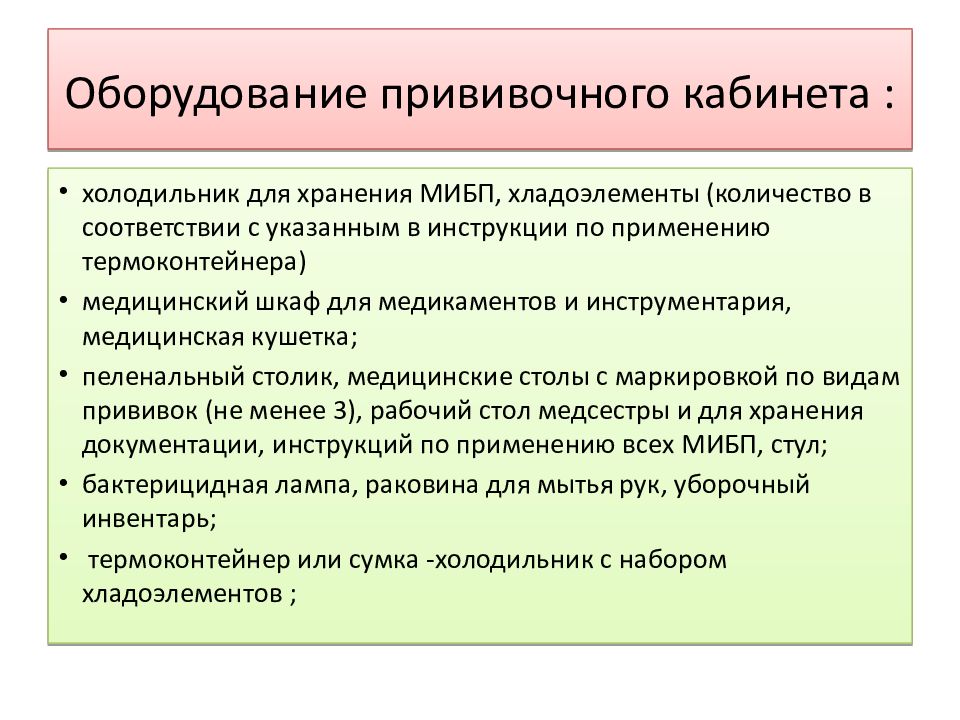 Организация работы прививочного кабинета презентация