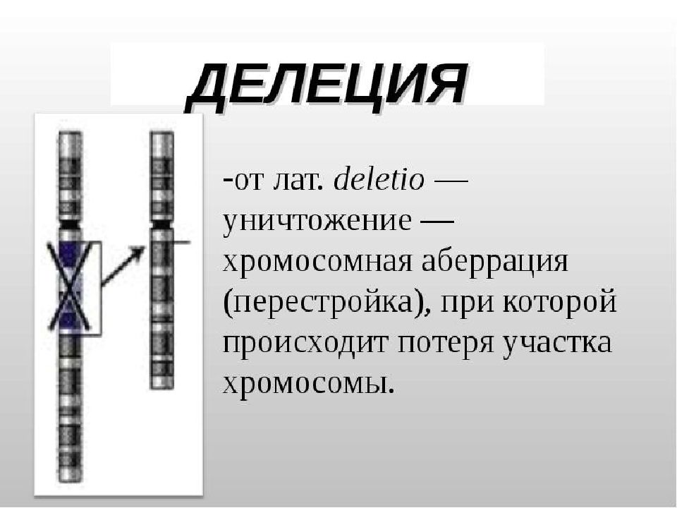 Участок хромосомы днк. Делеция участка хромосомы. Утрата участка хромосомы. Примеры делеции. Делеция участка хромосомы признак.