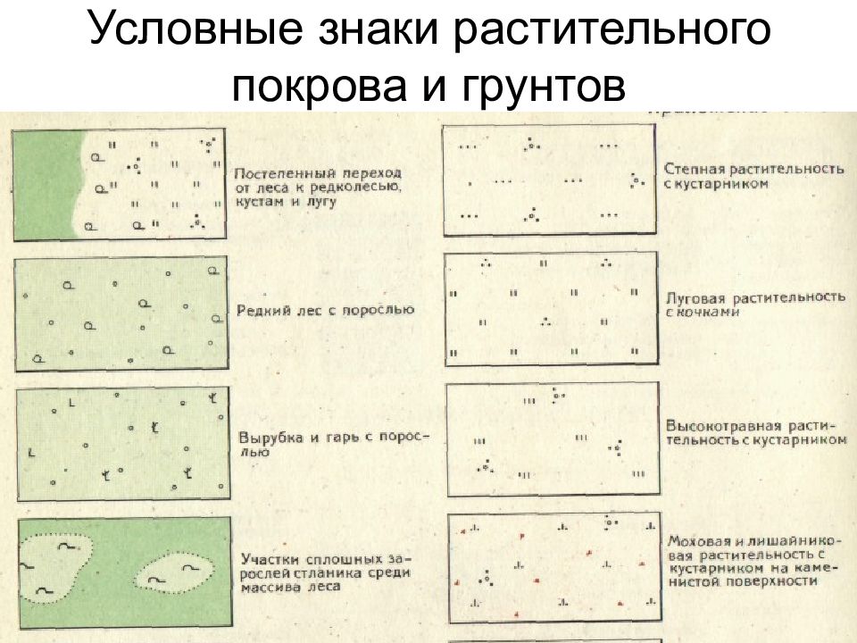 Точками на карте обозначены. Топографические условные знаки растительный Покров. Условные знаки почвенно растительного Покрова. Как обозначается пашня на топографической карте. Условные знаки топографических карт грунт.