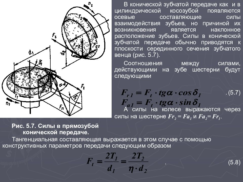 Передача действующие. Силы зацепления косозубой и прямозубой передачи. Окружной модуль цилиндрической косозубой передачи.  Силы в прямозубой и косозубой цилиндрических передачах.. Силы действующие в зацеплении в конической прямозубой передаче.