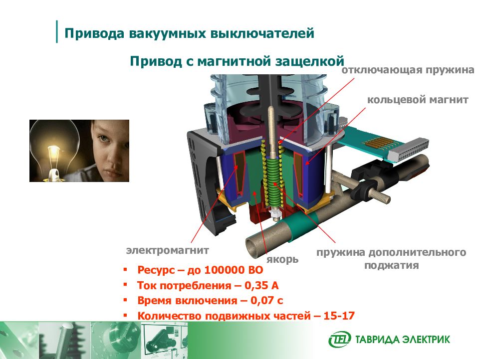 Вакуумный выключатель с электромагнитной защелкой