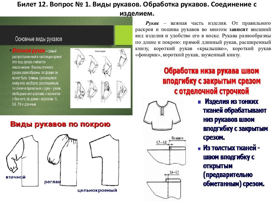 Виды длинных рукавов