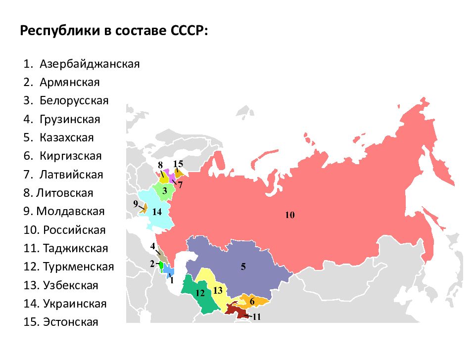 Напишите год вхождения в состав ссср территорий которые отмечены на схеме цифрами