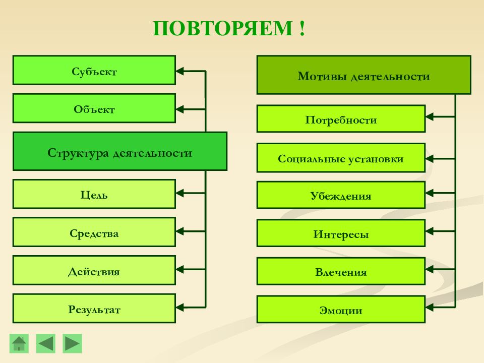 Потребности и интересы человека в структуре деятельности план