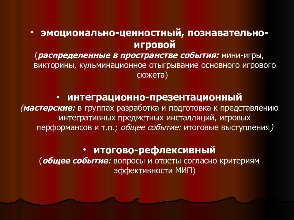 Ценности познавательной деятельности. Интегративные партии это. Отыгрывание.