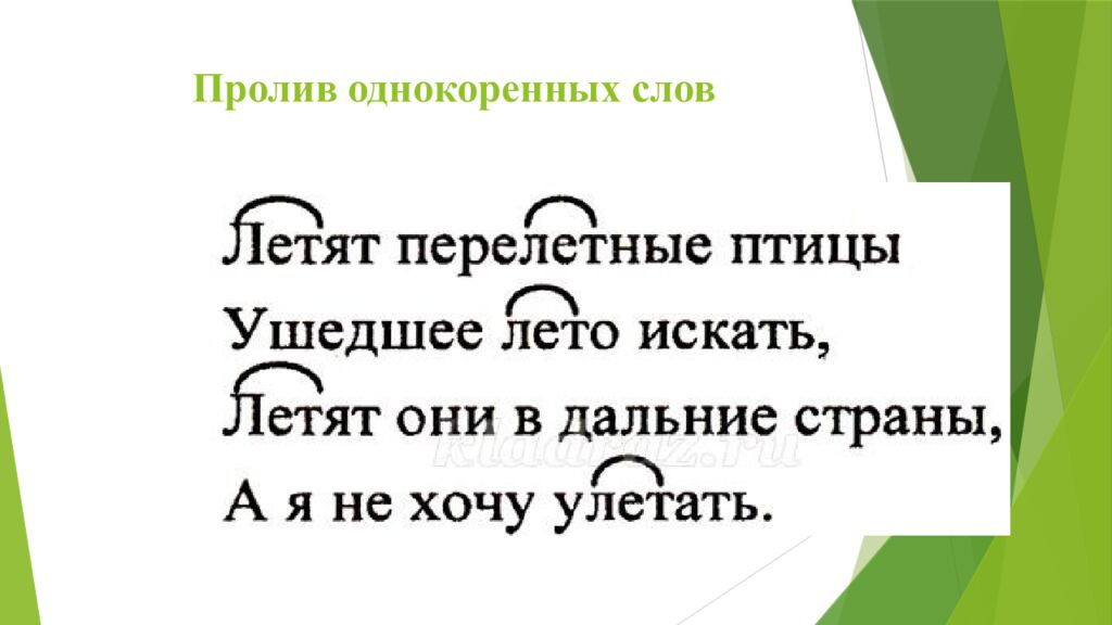 Пролив однокоренных слов