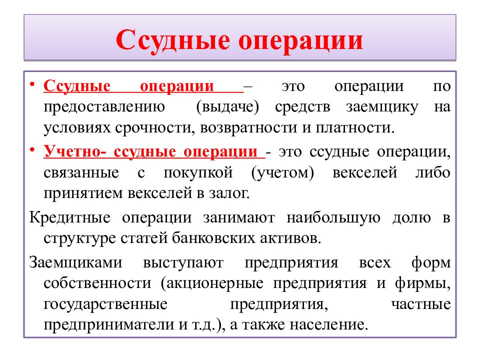 Ссудные операции