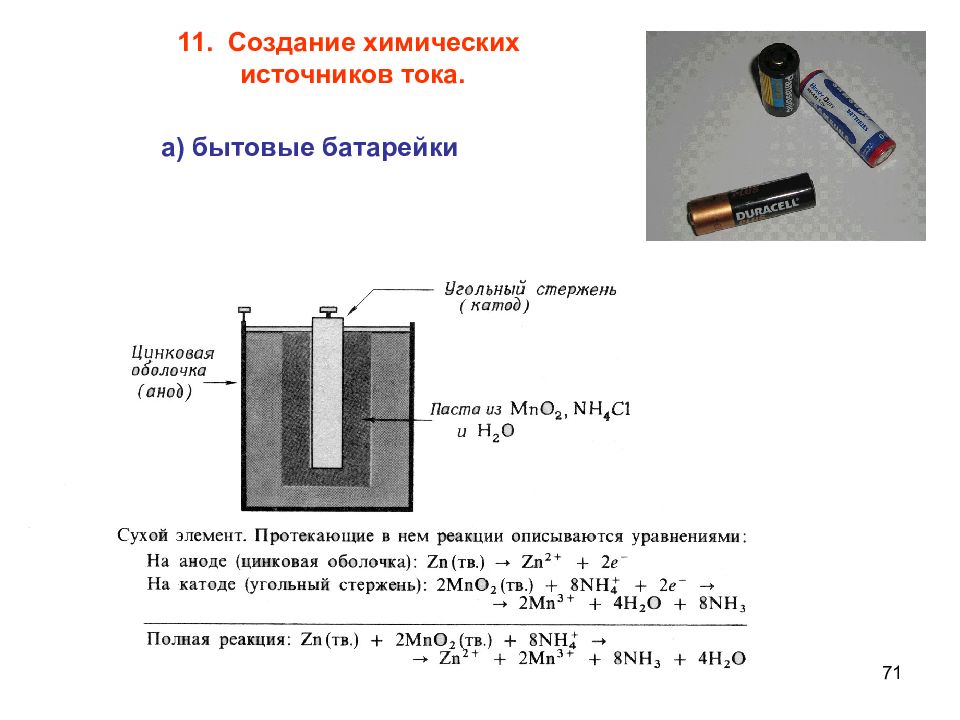 Составить как составить схему гальванического элемента