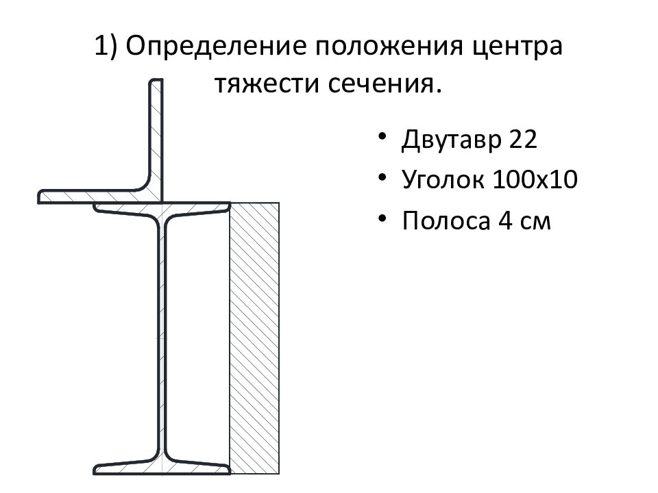 Положение центра тяжести сечения. Двутавр 36 швеллер 18 центр тяжести сечения. Центр тяжести т образного сечения. Двутавр сечение. Определение положения центра тяжести сечения.