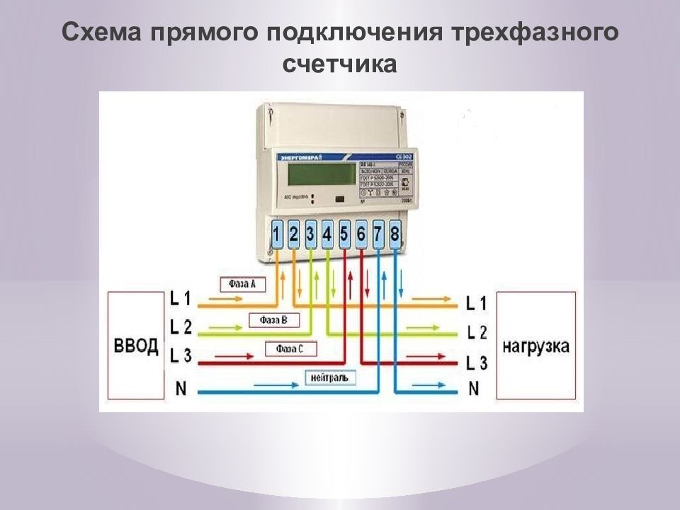 Схема подключения 1 фазного счетчика