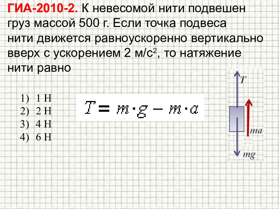 На системе из блоков и нитей подвешен груз массой 500 кг как показано на рисунке