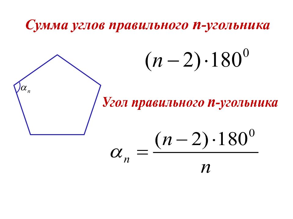 Сумма углов выпуклого многоугольника. Формула нахождения углов правильного n-угольника. Сумма углов многоугольника формула. Формула суммы углов n угольника. Сумма углов правильного многоугольника.