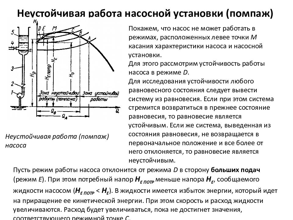 Схема насосной установки и рабочие характеристики центробежного насоса