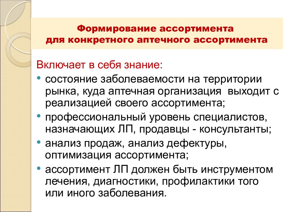 Формирование проходит в. Формирование ассортимента аптечных товаров. Формирование ассортимента в аптеке. Порядок формирования ассортимента. Подходы к формированию ассортимента в аптеке.