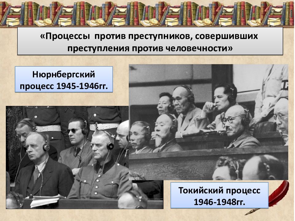 Процесс против. Нюрнбергский процесс и Токийский процессы. Преступления против человечности Нюрнбергский процесс. Токийский процесс 1946-1948. : Нюрнбергскому процессу 1945 – 1946 гг.,.