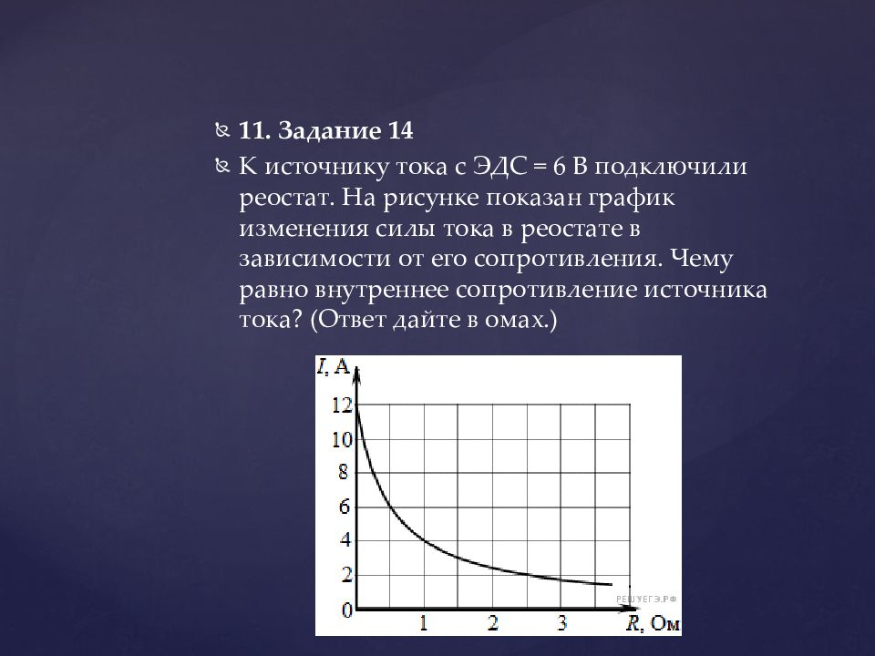 К источнику с эдс 6 в подключили реостат на рисунке показан график изменения силы тока