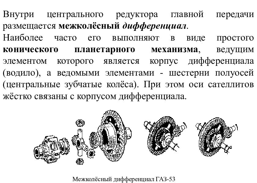 Какие функции выполняет межколесный дифференциал. Водила дифференциала это. планетарные и дифференциальные механизмы. какие функции выполняет коробка передач изменяет крутящий. ведомый элемент это.