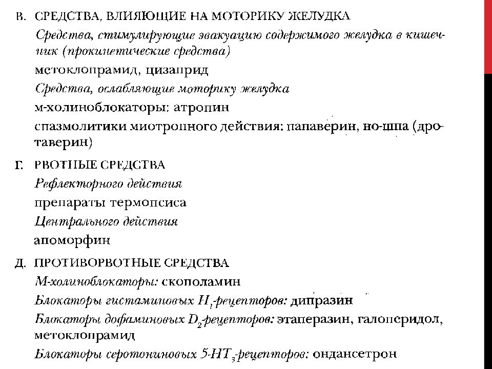 Средства влияющие на функции органов пищеварения презентация