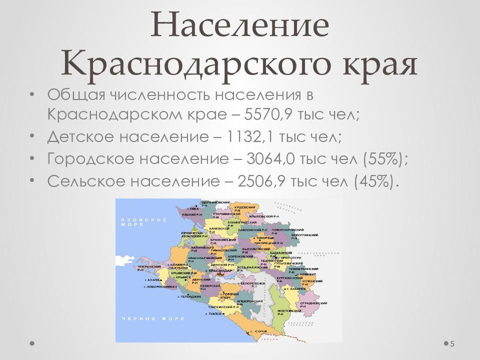 Карта плотности населения краснодарского края