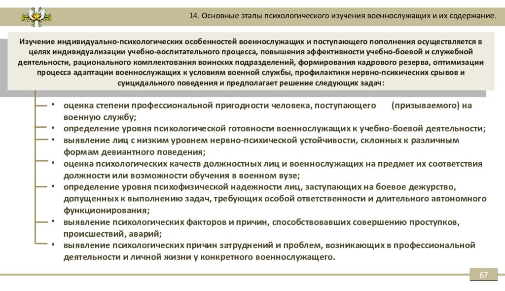 Основные положения деятельности. Основные этапы психологического изучения военнослужащих. Изучение индивидуально-психологических особенностей военнослужащих. Индивидуально-психологические особенности военнослужащих. Методика изучения индивидуальных особенностей военнослужащих.