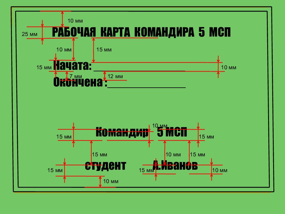 Рабочая карта командира образец