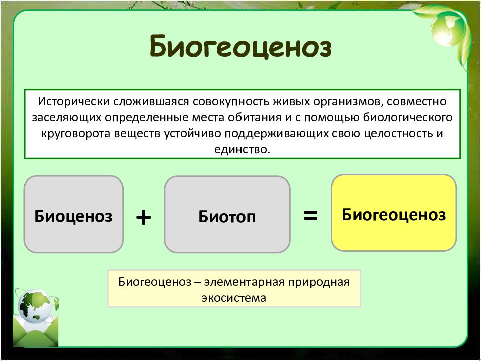 Прокомментируйте схему биогеоценоз биоценоз биотоп