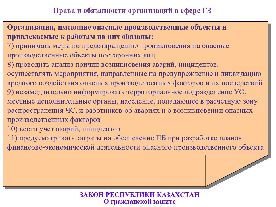 О республике о законах. Опасный производственный объект РК. Обязанности работников опасного производственного объекта. Обязанности работника опо. Презентация на тему законы по гражданской защите . Узбекистан..