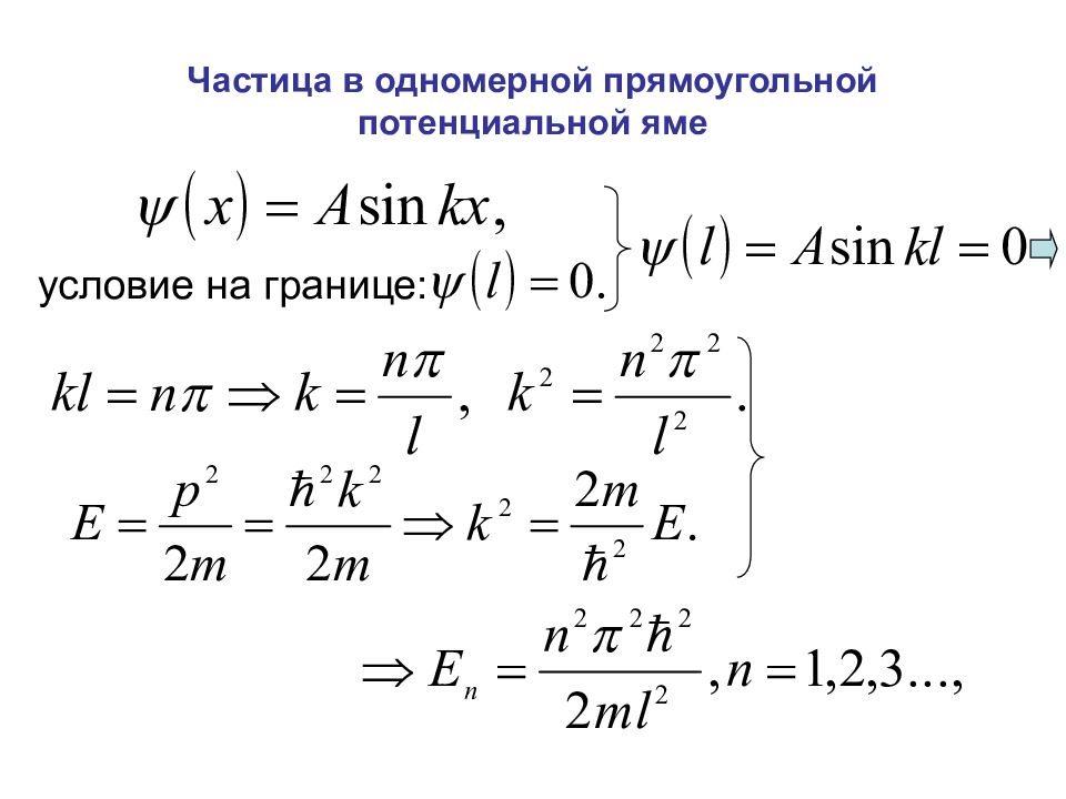 Уравнение Шредингера для частицы в потенциальной яме.
