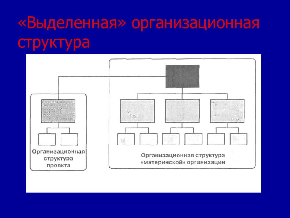 Выделенная структура. Схема «выделенной» организационной структуры управления проектом. Выделенная организационная структура. Выделенная организационная структура состоит из:. Показать на рисунках организационные структуры.