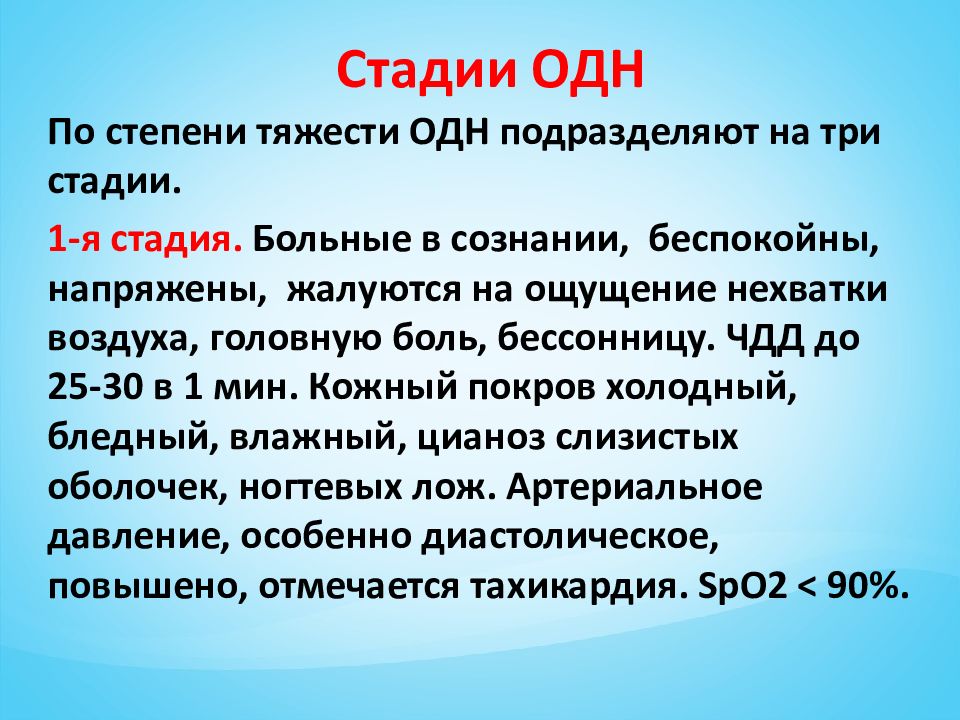 Острая дыхательная недостаточность клиническая картина