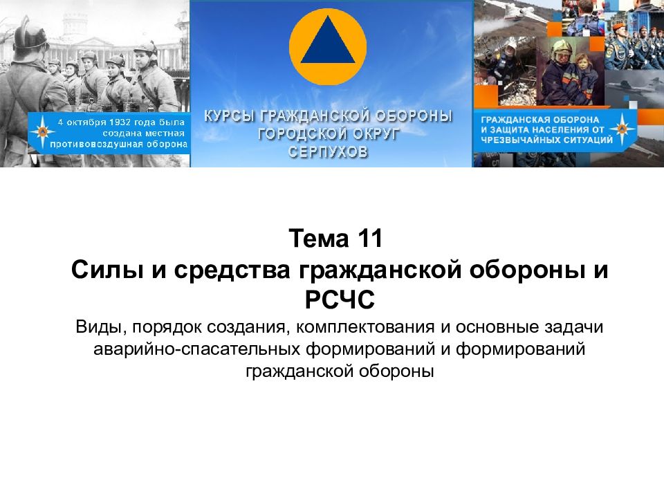 Тема 11 Силы и средства гражданской обороны и РСЧС Виды, порядок создания,