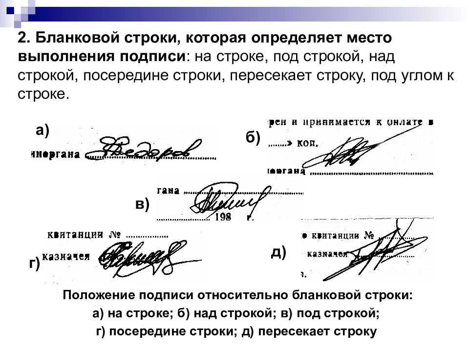 Образцы подписей для почерковедческой экспертизы