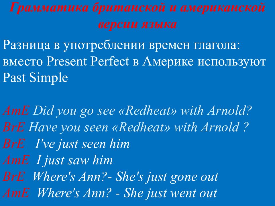 Проект различия между британским и американским вариантами английского языка презентация