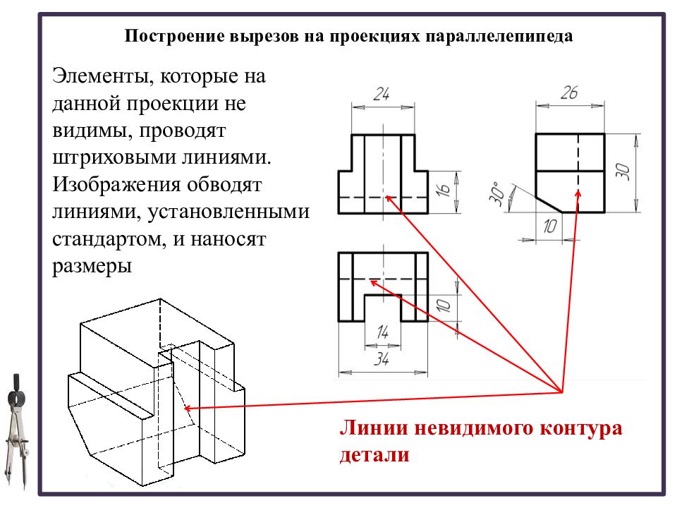 Когда применяются на чертеже наложенные проекции элементов детали