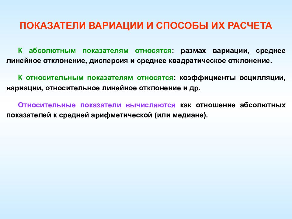 Какие показатели относятся к относительным показателям