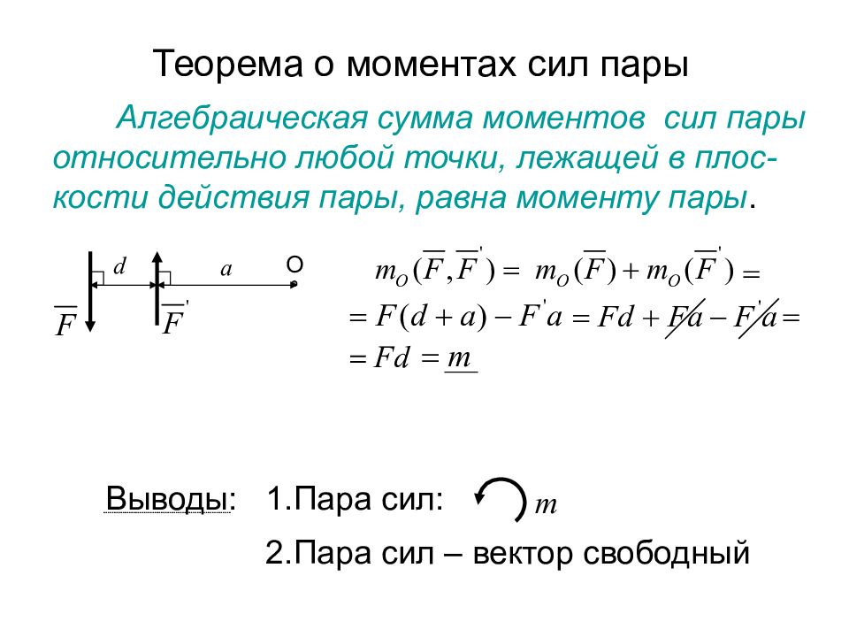 Алгебраическая сумма n. Теорема о сумме моментов пар сил. Теорема о сумме моментов сил. Теорема о моменте пары сил. Теорема о сумме моментов сил относительно точки.