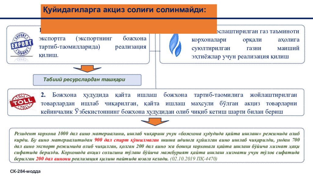 Қуйидагиларга акциз солиғи солинмайди: