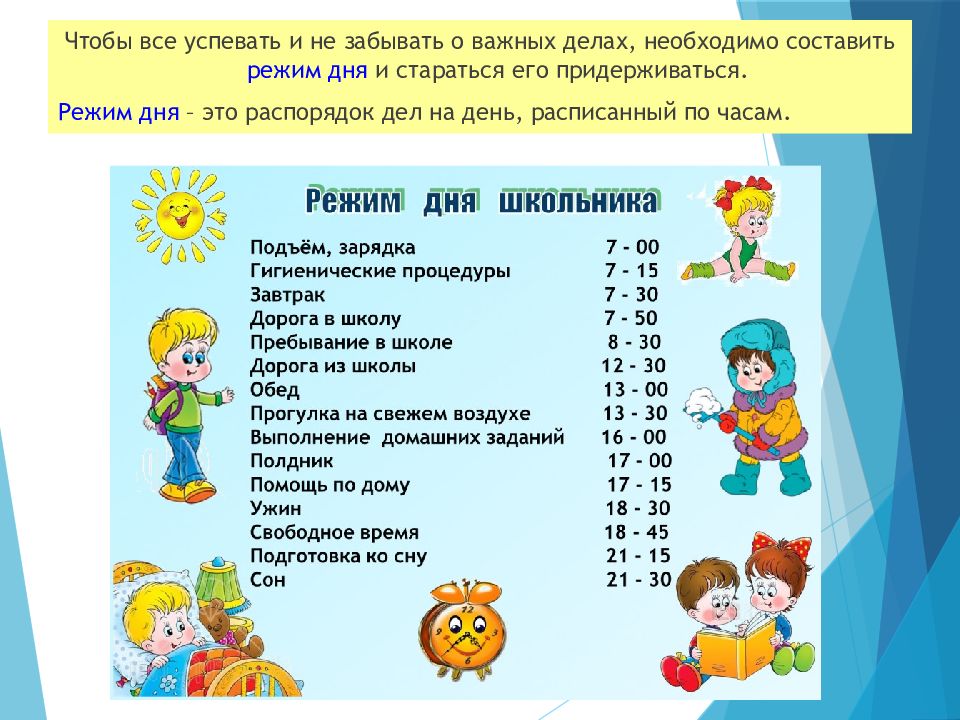 Режим дня подростка презентация