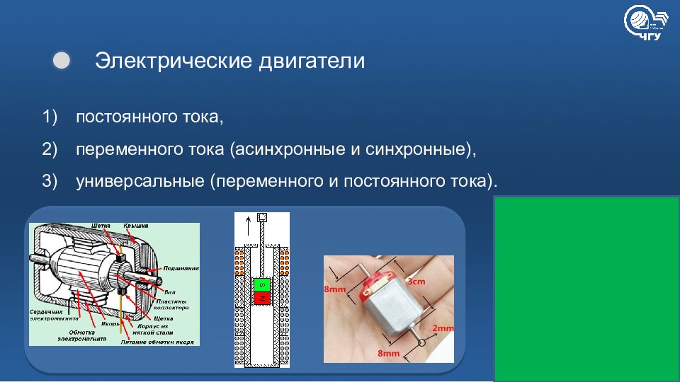 Электродвигатель какое действие тока