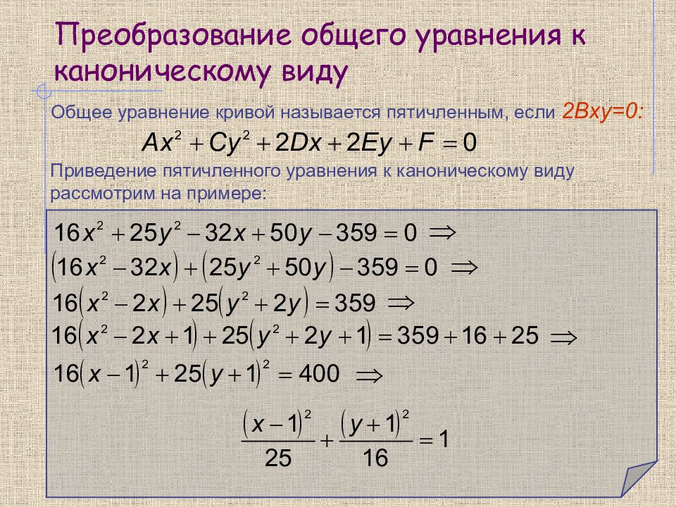 Кривые второго порядка презентация