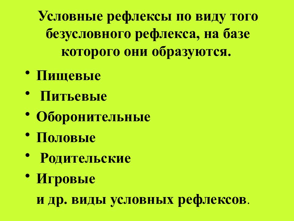 И картинки у и на котор ой ых представлен ы условный рефлекс