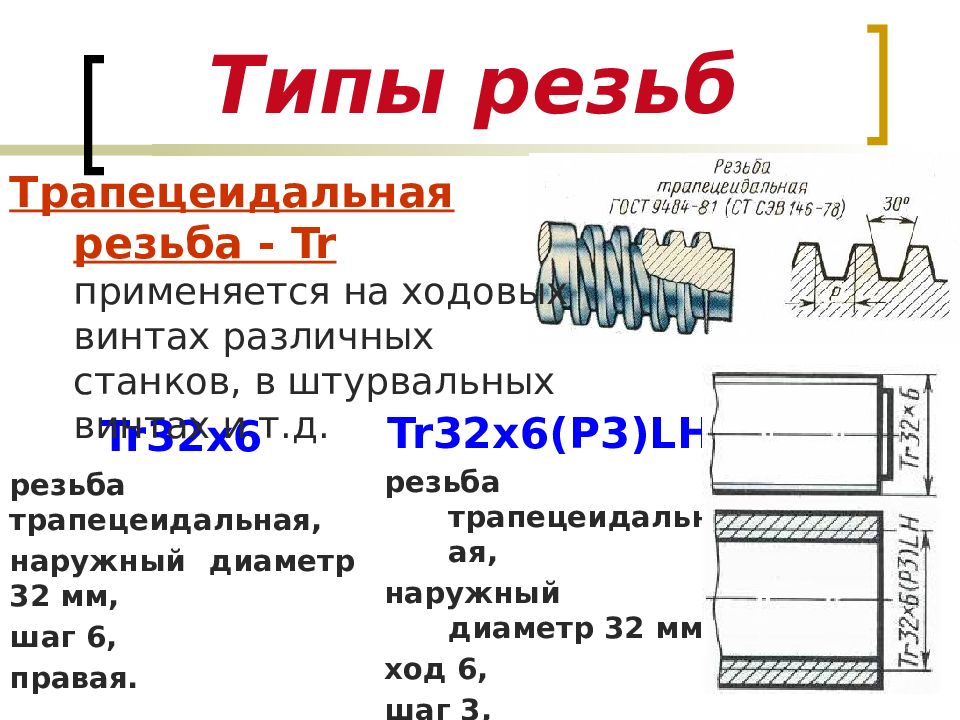 Виды резьб. Типы резьб. Трапецеидальная резьба бывает. Ходовые резьбы виды. Основные виды резьбы.