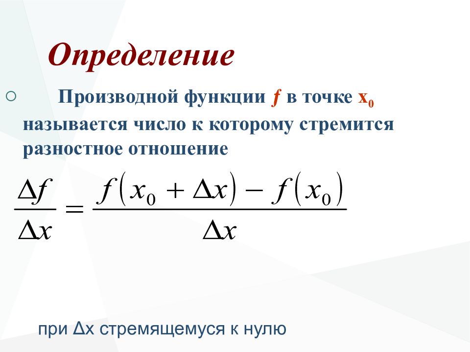 Определение производной презентация