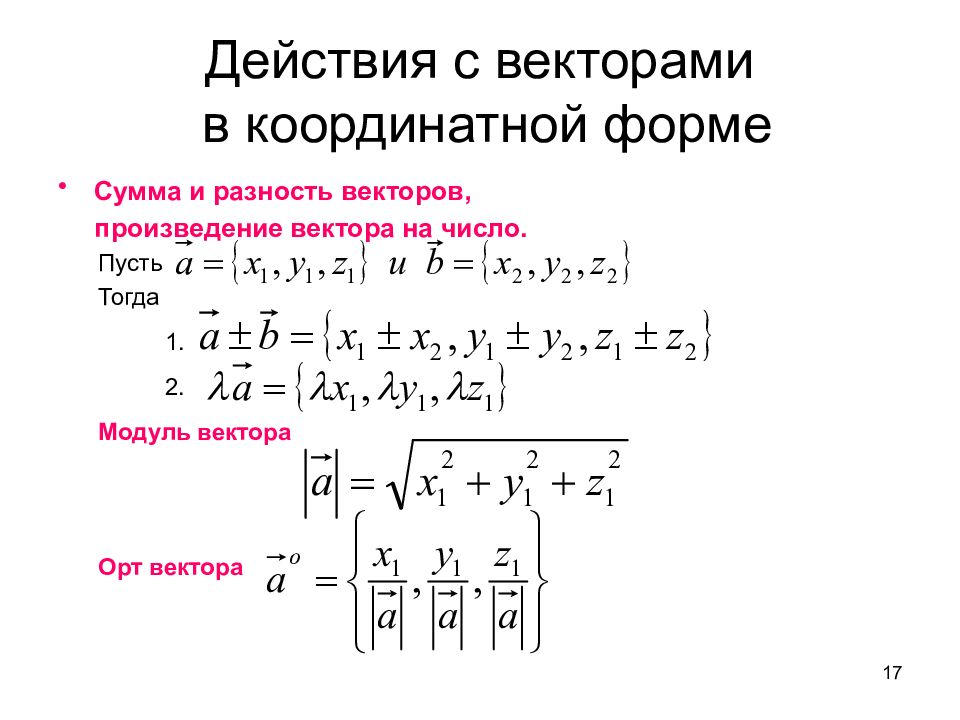 Векторная алгебра презентация